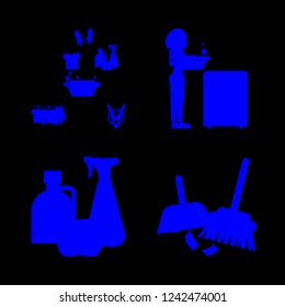 cleaner icon set about housewife, wash, cleaning and detergent vector set