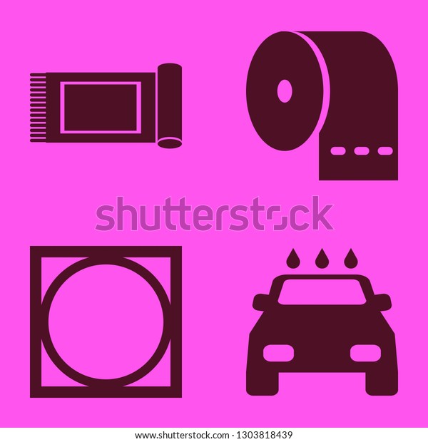 cleaner icon set with car wash, carpet and\
tumble dry vector\
illustration
