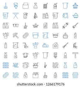cleaner icons set. Collection of cleaner with laundry, towels, detergent, wiping, cleaning, sponge, window cleaner, toilet brush, dispenser. Editable and scalable cleaner icons.
