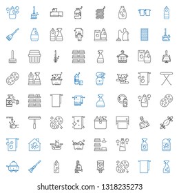 cleaner icons set. Collection of cleaner with window cleaner, towel, sponge, dispenser, vacuum detergent, broom, room service, laundry. Editable and scalable icons.