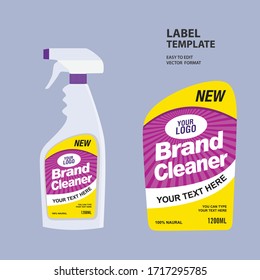 Cleaner label design template, detergent label design, mock up design template, editable file, modern, new, creative, Vector template