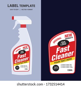 Cleaner, laundry detergent bottle label, toilet or sink cleaner, creative package banner design template. Mock up design and vector illustration.