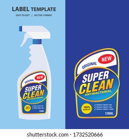 Cleaner, laundry detergent bottle label, toilet or sink cleaner, creative package banner design template. Mock up design and vector illustration.