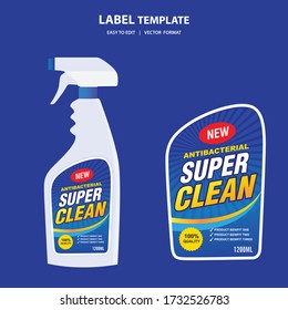 Cleaner, laundry detergent bottle label, toilet or sink cleaner, creative package banner design template. Mock up design and vector illustration.