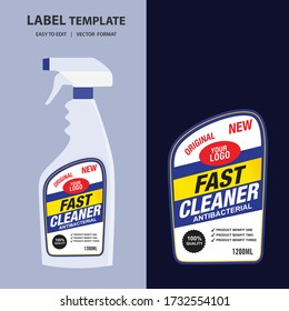 Cleaner, laundry detergent bottle label, toilet or sink cleaner, creative package banner design template. Mock up design and vector illustration.