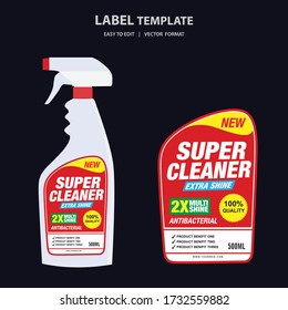 Cleaner, laundry detergent bottle label, toilet or sink cleaner, creative package banner design template. Mock up design and vector illustration.