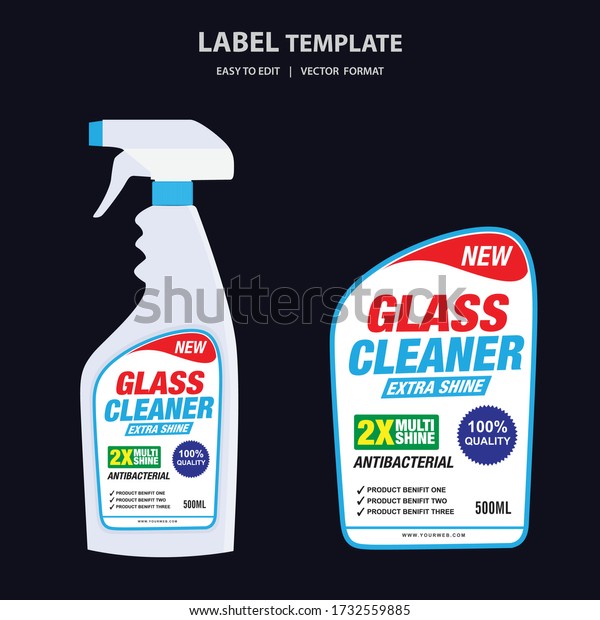 Cleaner Laundry Detergent Bottle Label Toilet Stock Vector (Royalty