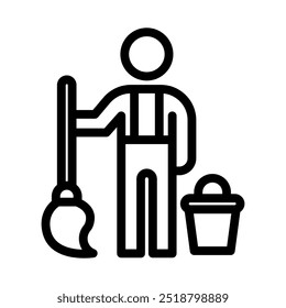 cleaner line icon illustration vector graphic. Simple element illustration vector graphic, suitable for app, websites, and presentations isolated on white background
