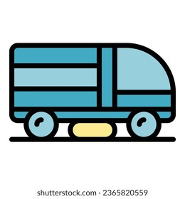 Cleaner machine icon outline vector. Road truck. Cleaning municipal color flat