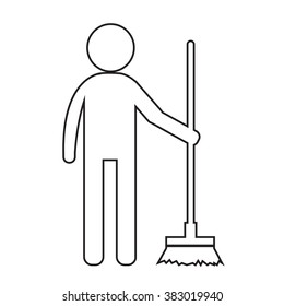 Cleaner Man and Cleaning Tool Equipment people icon Illustration design