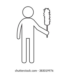Cleaner Man and Cleaning Tool Equipment people icon Illustration design