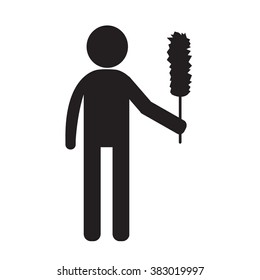 Cleaner Man and Cleaning Tool Equipment people icon Illustration design