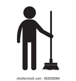 Cleaner Man and Cleaning Tool Equipment people icon Illustration design