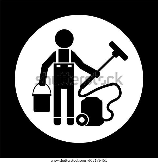 Cleaner Man Icon Stock Vector (Royalty Free) 608176451 | Shutterstock