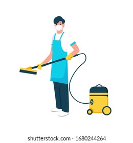 Cleaner man with vacuum cleaner design vector illustration