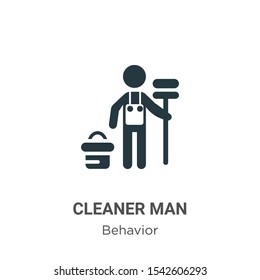Cleaner man vector icon on white background. Flat vector cleaner man icon symbol sign from modern behavior collection for mobile concept and web apps design.