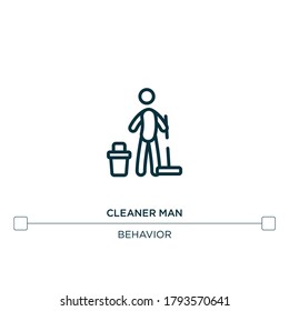 cleaner man vector line icon. Simple element illustration. cleaner man outline icon from behavior concept. Can be used for web and mobile
