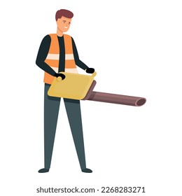 Cleaner motor tool icon cartoon vector. Street garbage. Waste janitor