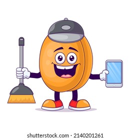 Cleaner peach cartoon mascot character vector illustration design