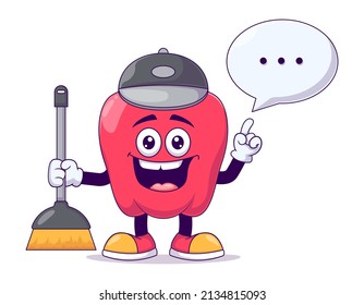 Diseño de ilustración vectorial del personaje de la mascota del pimiento rojo más limpio
