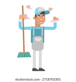 assoalho varrimento mais limpo com uma ilustração vetor vassoura