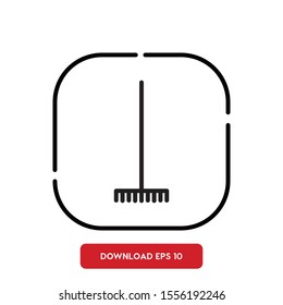Cleaner tool symbol, rake outline vector icon. Modern, simple flat vector illustration for web site or mobile app