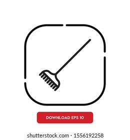 Cleaner tool symbol, rake outline vector icon. Modern, simple flat vector illustration for web site or mobile app
