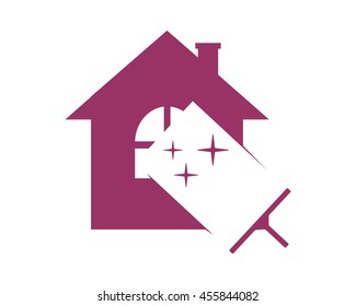 cleaner wiper the sparkle purple house home window image vector icon