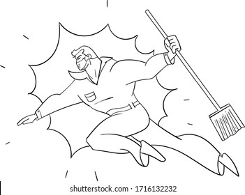Cleaners working hard during the Coronavirus Pandemic. The superheroes of the pandemic.Stay home global period illustration in vector.