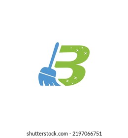 cleanig service broom and B letter logo vector