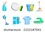 Cleaning 3d icon set. Housekeeping. Service wet and dry house cleaning. Spray cleaner, dishwashing, floor mop, window cleaning, laundry clothes. Isolated icons, objects on a transparent background
