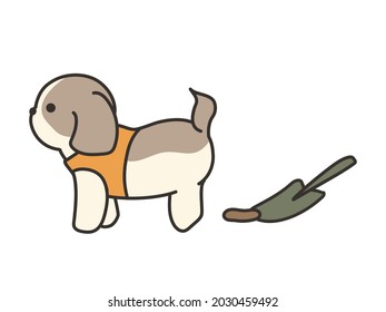 Cleaning up after dog shit.