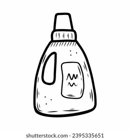 Cleaning agent for cleaning apartment. Vector illustration in doodles on white background. Sketch style drawing. Household chemicals for home.