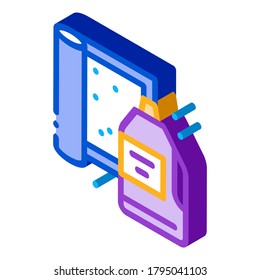 cleaning agent and carpet icon vector. isometric cleaning agent and carpet sign. color isolated symbol illustration