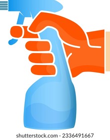 Cleaning agent in glove hand, design for cleaning and tidying