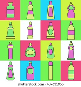 Cleaning agents vector set. Different washing agents