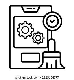 aplicación de limpieza Diseño de conceptos modernos, concepto de ilustración vectorial de calidad premium. Símbolo vector.