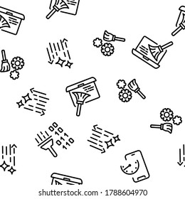 Cleaning Application Vector Seamless Pattern Thin Line Illustration