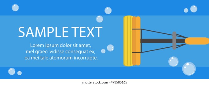 Cleaning banner. Mop banner template for your text. Vector illustration