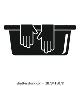 Cleaning basin gloves icon. Simple illustration of cleaning basin gloves vector icon for web design isolated on white background