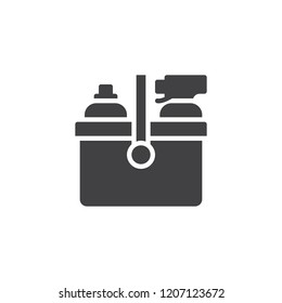 Cleaning basket vector icon. filled flat sign for mobile concept and web design. Chemical detergents simple solid icon. Symbol, logo illustration. Pixel perfect vector graphics