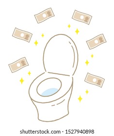 cleaning up bathroom increase good luck with money illustration. Asian good luck charm Isolated on white background