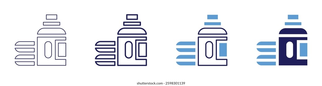 Cleaning bathrooms thoroughly icon in 4 different styles. Thin Line, Line, Bold Line, Duotone. Duotone style. Editable stroke.