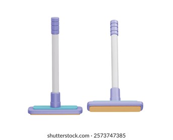 Cleaning broom brush icon 3d render vector