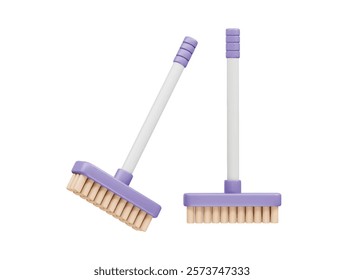 Cleaning broom icon 3d render