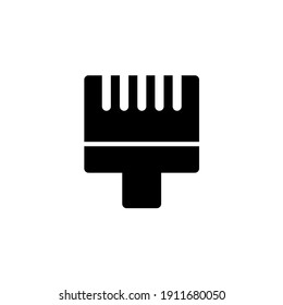 Cleaning broom icon in glyph or jet black style. Vector