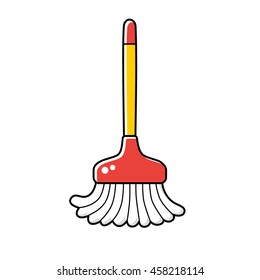 Cleaning broom icon isolated.