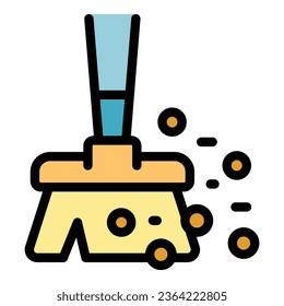 Cleaning broom icon outline vector. Hostel facility. City manage color flat