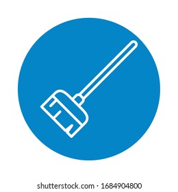 cleaning broom icon over white background, block style, vector illustration