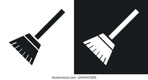 Icon-Set für Reinigungsbesen. Sweep Brush und Mopp Stick Vektorgrafik Symbole